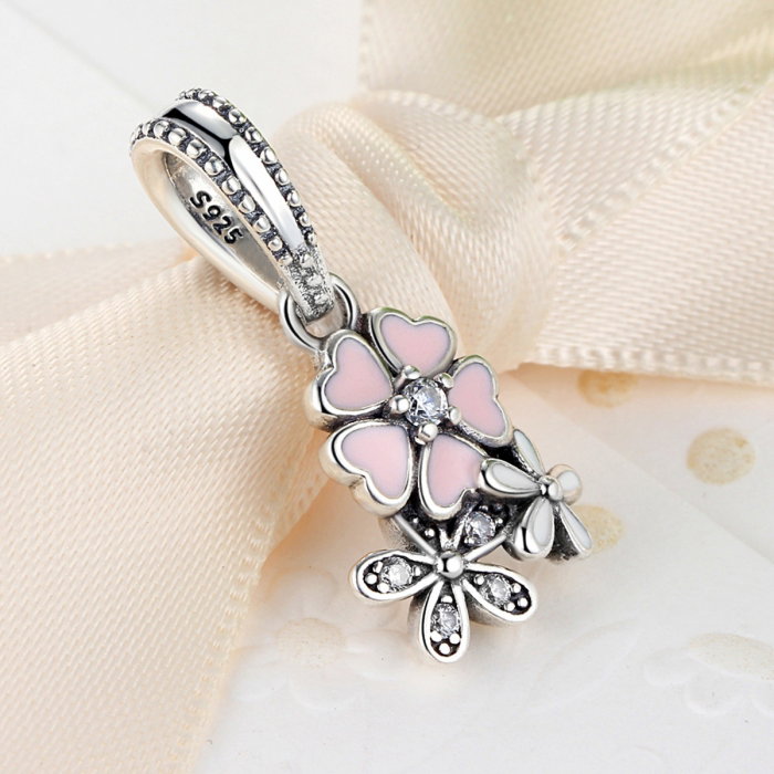 Charm argint 925 cu floricele si zirconii albe - Be Nature PST0035 [4]