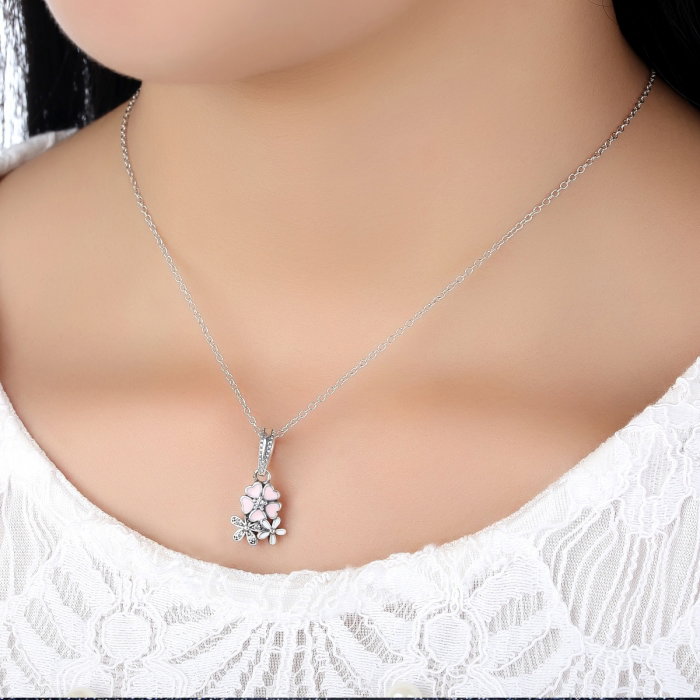 Charm argint 925 cu floricele si zirconii albe - Be Nature PST0035 [3]