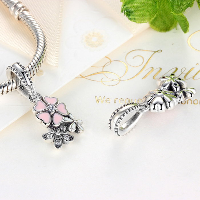 Charm argint 925 cu floricele si zirconii albe - Be Nature PST0035 [5]