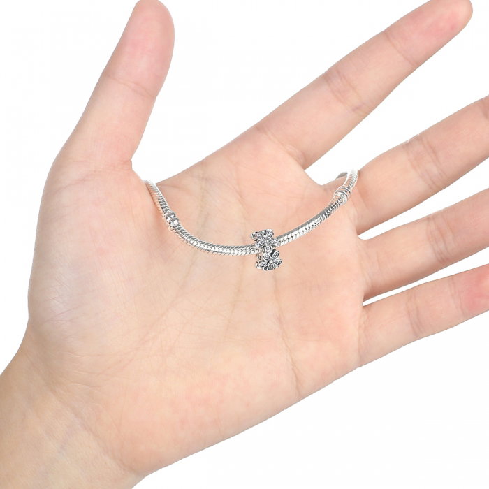 Charm argint 925 cu floricele si zirconii albe - Be Nature PST0052 [5]