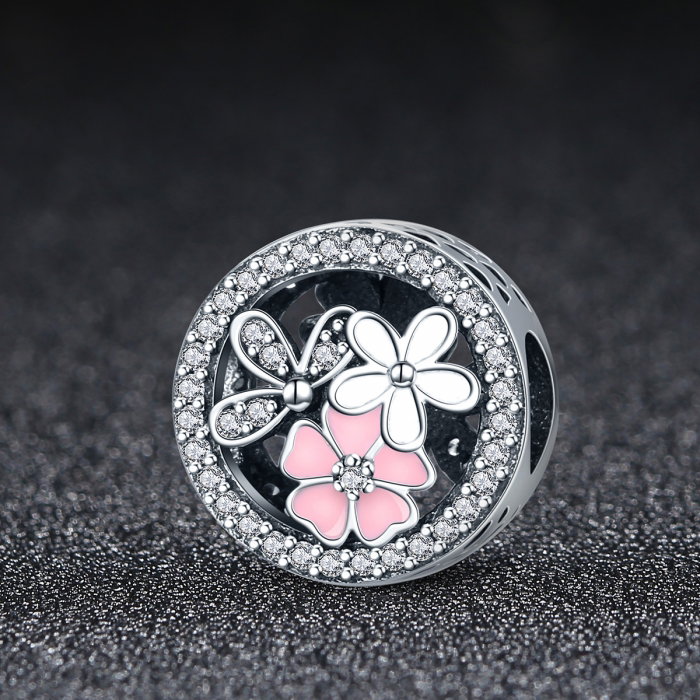 Charm argint 925 cu floricele si zirconii albe - Be Nature PST0080 [2]