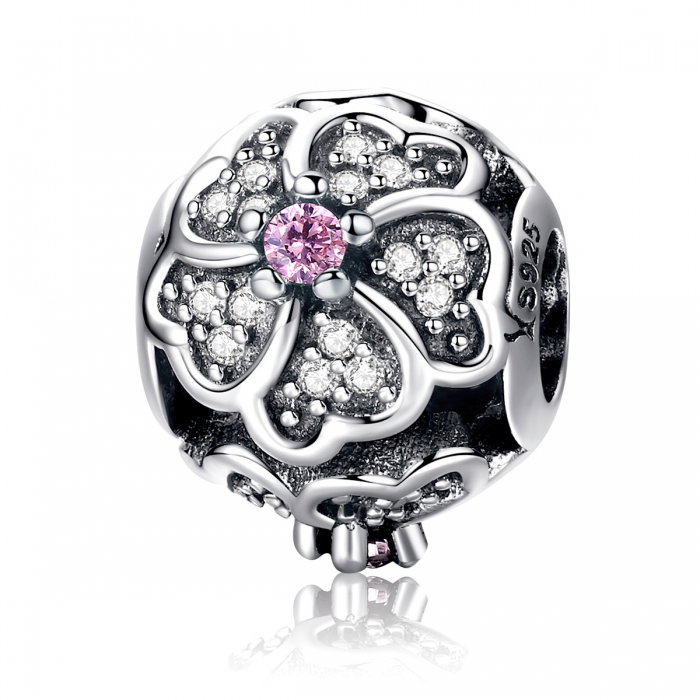 Charm argint 925 cu floricele si zirconii albe - Be Nature PST0088 [1]