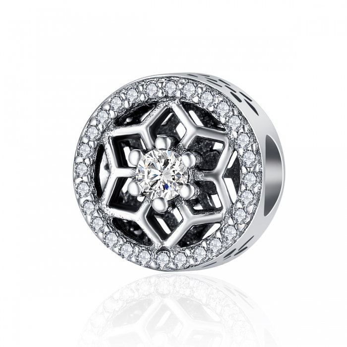 Charm argint 925 cu floricele si zirconii albe - Be Nature PST0103 [1]