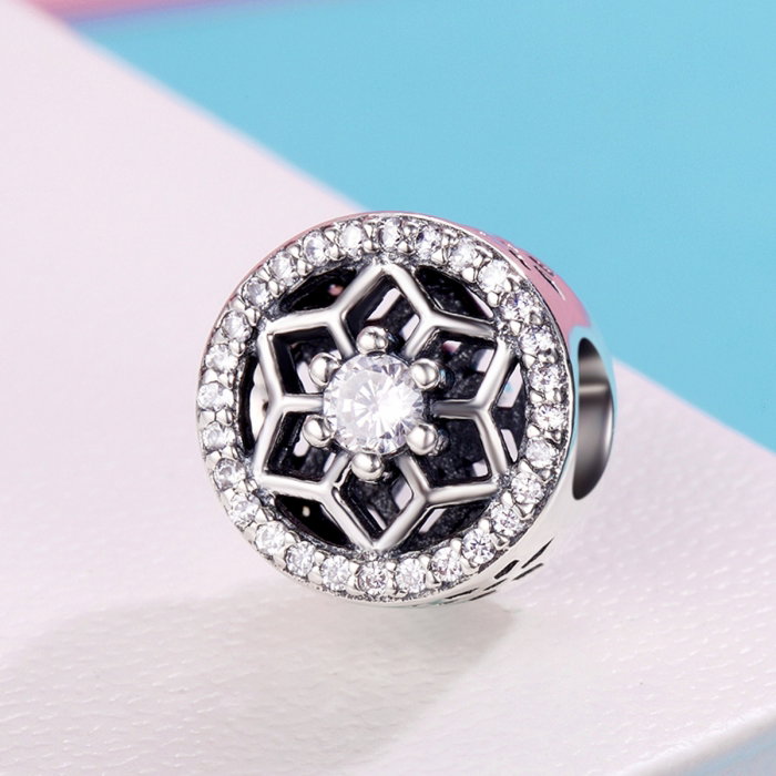 Charm argint 925 cu floricele si zirconii albe - Be Nature PST0103 [4]