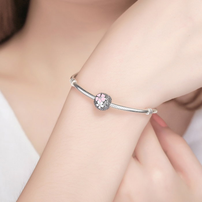 Charm argint 925 cu floricele si zirconii albe (se deschide) - Be Nature PST0079 [4]