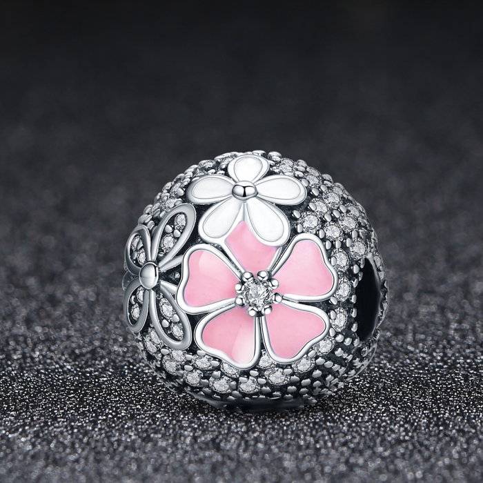 Charm argint 925 cu floricele si zirconii albe (se deschide) - Be Nature PST0079 [2]