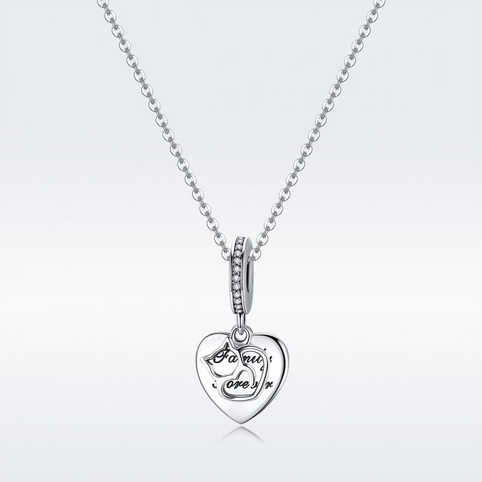 Charm argint 925 cu inimioara, pisicuta si zirconii - Be Nature PST0146 [6]
