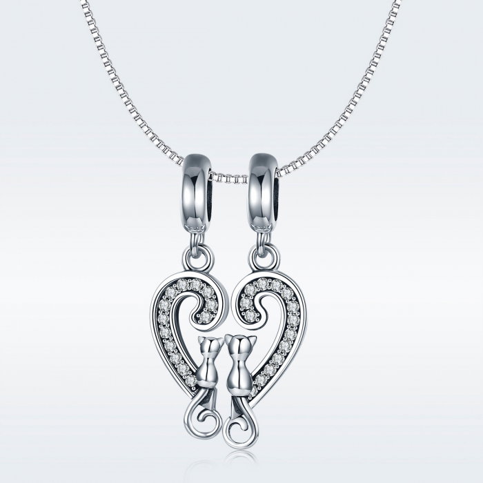 Charm  argint 925 cu inimioara si pisicute - Be Nature PST0126 [9]