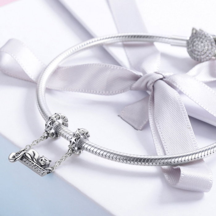 Charm argint 925 cu pisicuta, stelute si zirconii - Be Nature PST0145 [3]