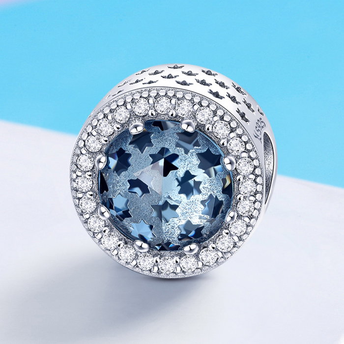 Charm argint 925 cu stelute albastre si zirconii albe - Be Nature PST0135 [5]