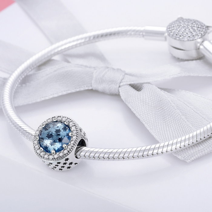 Charm argint 925 cu stelute albastre si zirconii albe - Be Nature PST0135 [2]