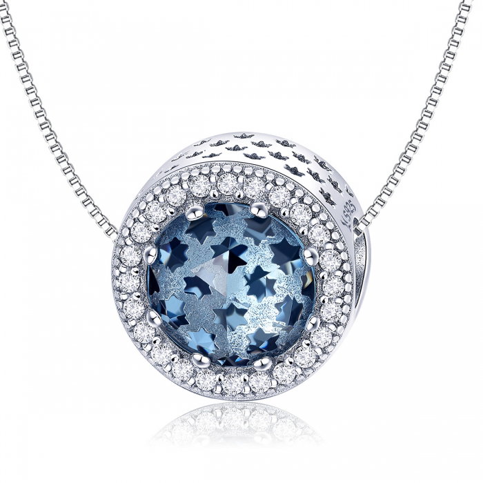 Charm argint 925 cu stelute albastre si zirconii albe - Be Nature PST0135 [6]