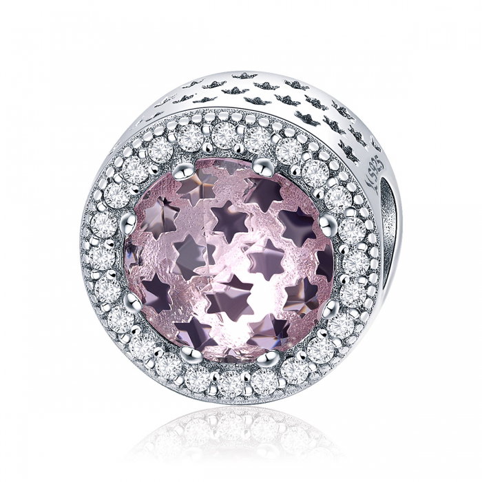 Charm argint 925 cu stelute roz si zirconii albe - Be Nature PST0136 [1]