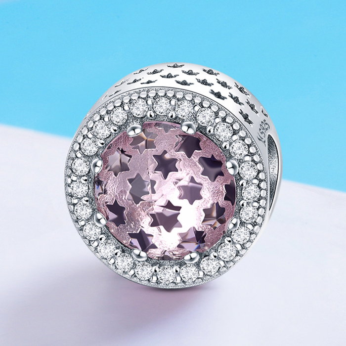 Charm argint 925 cu stelute roz si zirconii albe - Be Nature PST0136 [4]