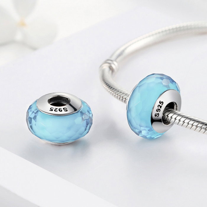 Charm argint 925 cu sticla bleu multifatetata - Be Elegant PST0099 [2]