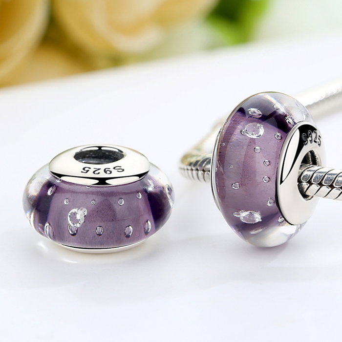 Charm argint 925 cu sticla mov - Be Elegant PST0060 [2]