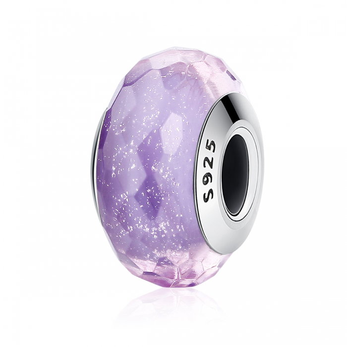Charm argint 925 cu sticla mov multifatetata - Be Elegant PST0091 [1]