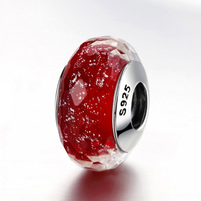 Charm argint 925 cu sticla rosie multifatetata - Be Elegant PST0092 [4]