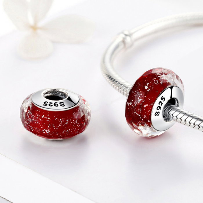 Charm argint 925 cu sticla rosie multifatetata - Be Elegant PST0092 [2]