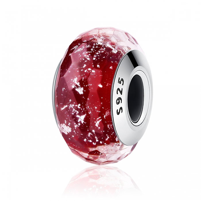 Charm argint 925 cu sticla rosie multifatetata - Be Elegant PST0092 [1]
