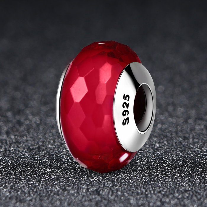 Charm argint 925 cu sticla rosie multifatetata - Be Elegant PST0096 [3]