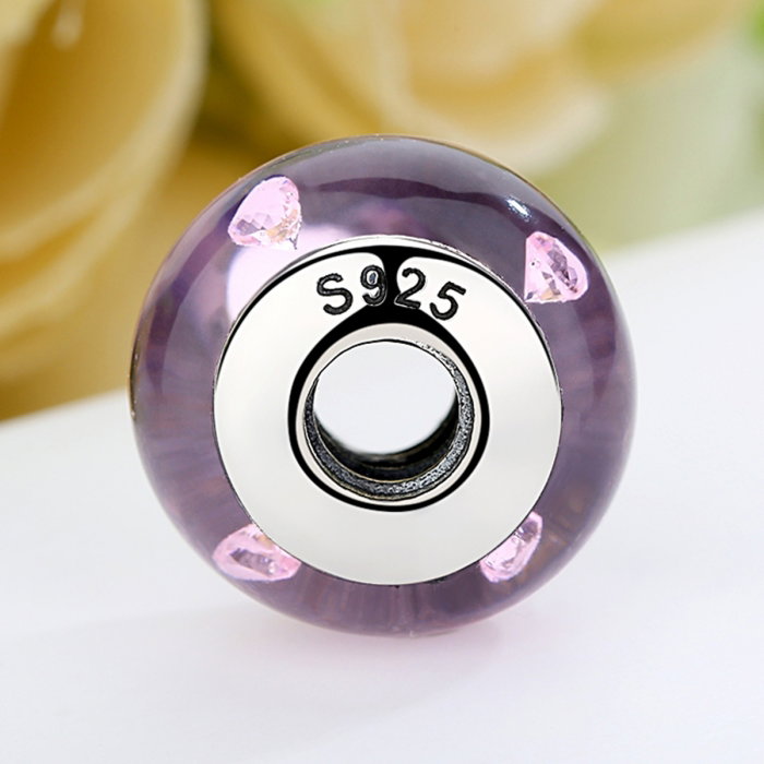 Charm argint 925 cu sticla roz - Be Elegant PST0062 [5]