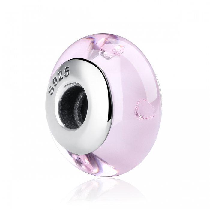 Charm argint 925 cu sticla roz - Be Elegant PST0062 [1]