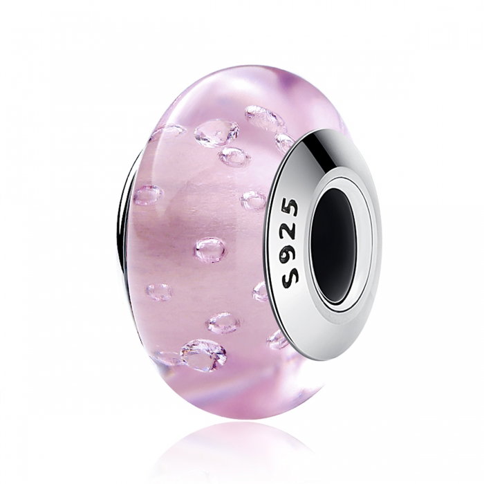Charm argint 925 cu sticla roz - Be Elegant PST0068 [1]