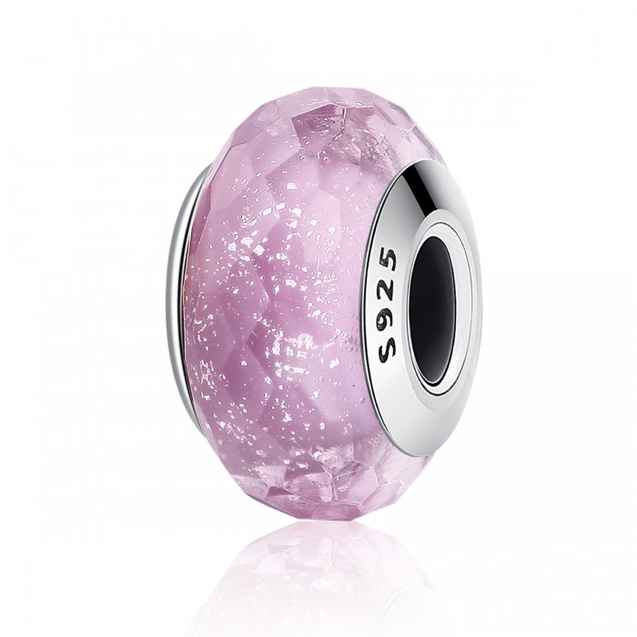 Charm argint 925 cu sticla roz multifatetata - Be Elegant PST0093 [1]