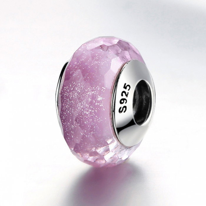 Charm argint 925 cu sticla roz multifatetata - Be Elegant PST0093 [4]