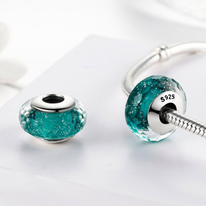 Charm argint 925 cu sticla turcoaz multifatetata - Be Elegant PST0090 [2]