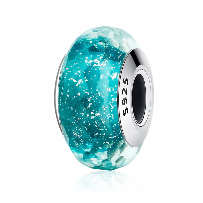Charm argint 925 cu sticla turcoaz multifatetata - Be Elegant PST0090 [1]