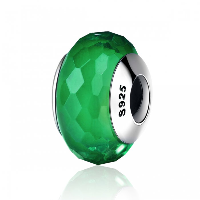 Charm argint 925 cu sticla verde multifatetata - Be Elegant PST0098 [1]