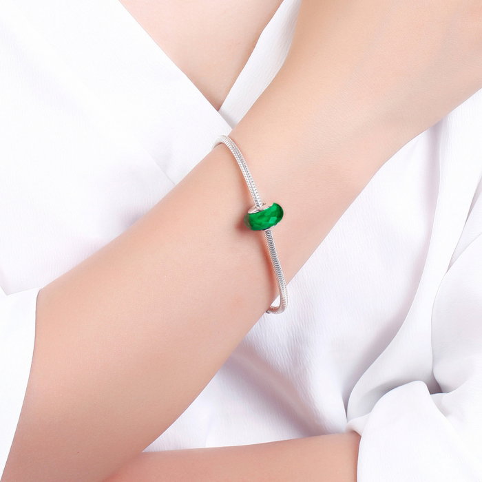 Charm argint 925 cu sticla verde multifatetata - Be Elegant PST0098 [5]