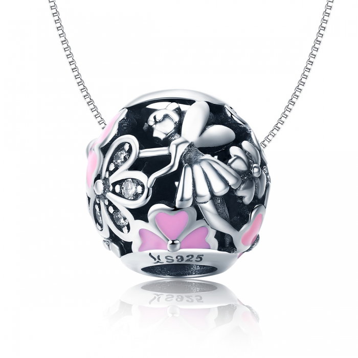 Charm argint 925 cu zana, floricele si zirconii albe - Be Fantastic PST0138 [6]