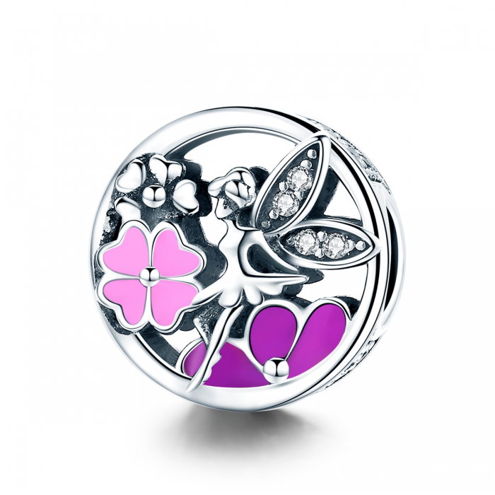 Charm argint 925 cu zana, floricele si zirconii albe - Be Fantastic PST0144 [1]