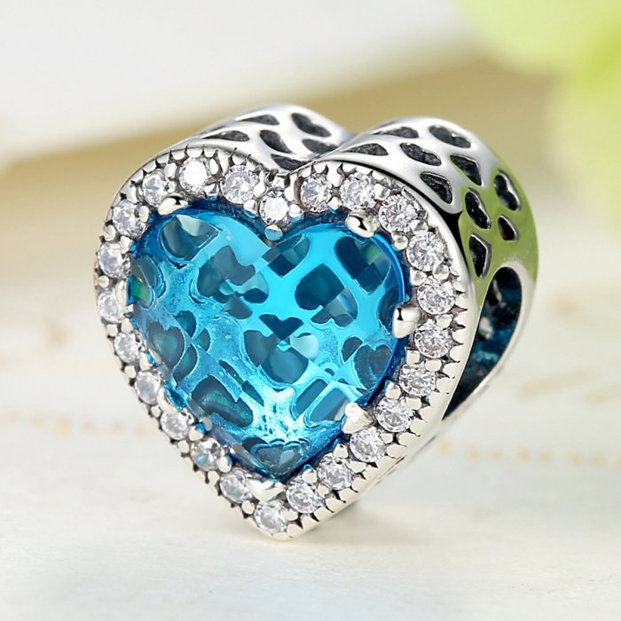 Charm argint 925 inimioara albastra - Be in Love PST0043 [4]