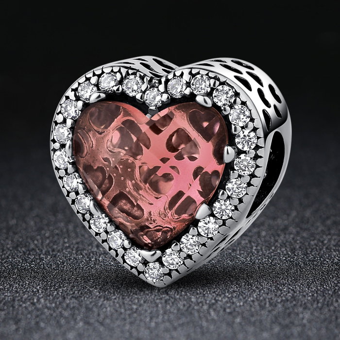 Charm argint 925 inimioara cu cristal maro si zirconii albe - Be in Love PST0045 [2]