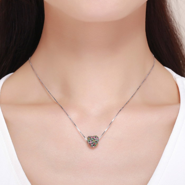 Charm argint 925 inimioara cu floricele colorate - Be in Love PST0128 [7]