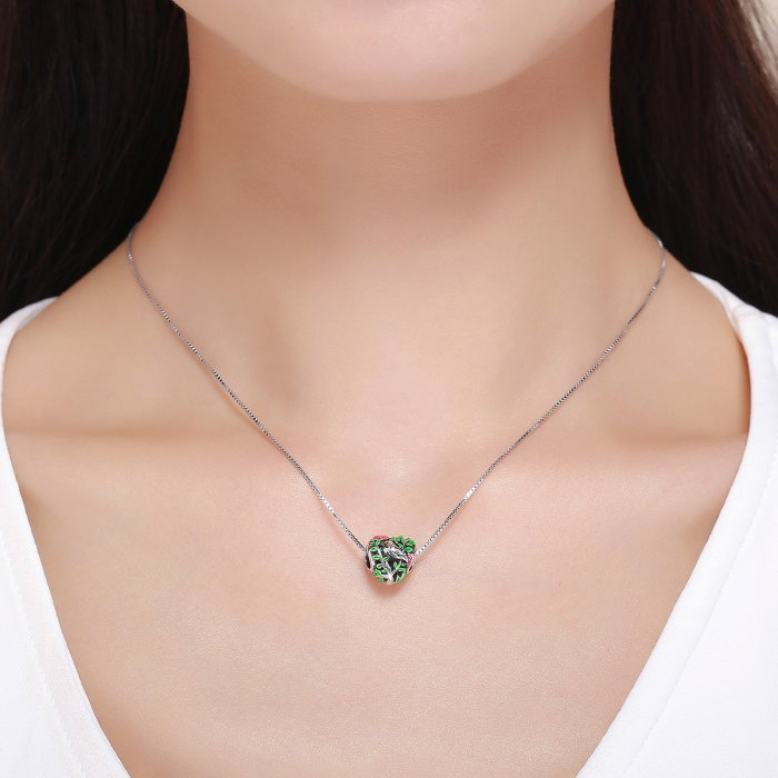 Charm argint 925 inimioara cu floricele si vrabiuta - Be in Love PST0129 [6]