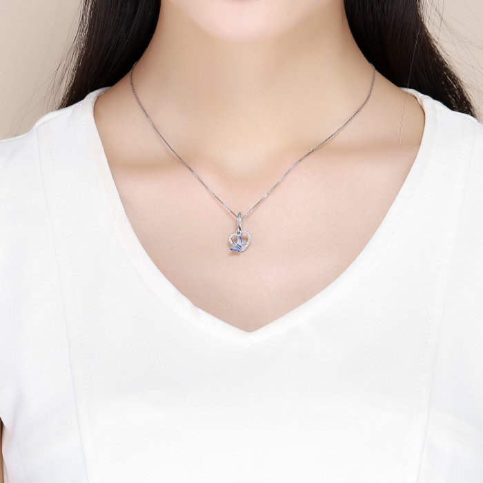Charm argint 925 inimioara cu fluturas albastru - Be in Love PST0142 [4]