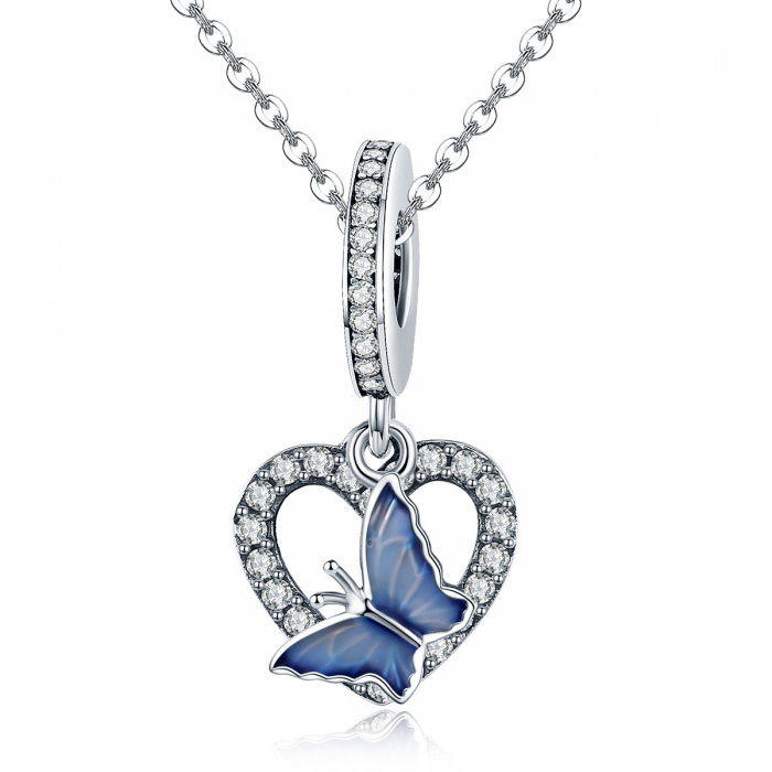 Charm argint 925 inimioara cu fluturas albastru - Be in Love PST0142 [5]