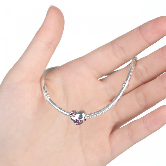 Charm argint 925 inimioara cu zirconii roz - Be in Love PST0054 [4]