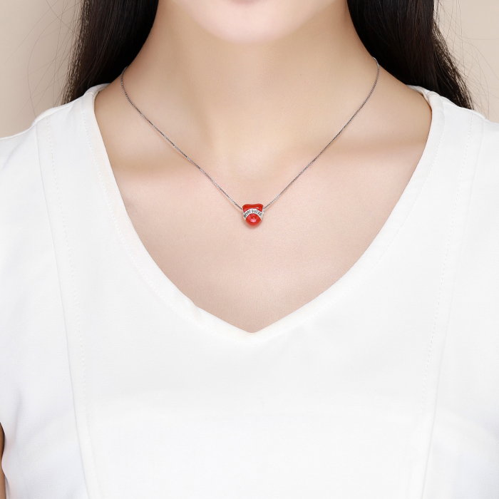 Charm argint 925 inimioara rosie Never Give Up - Be in Love PST0141 [4]