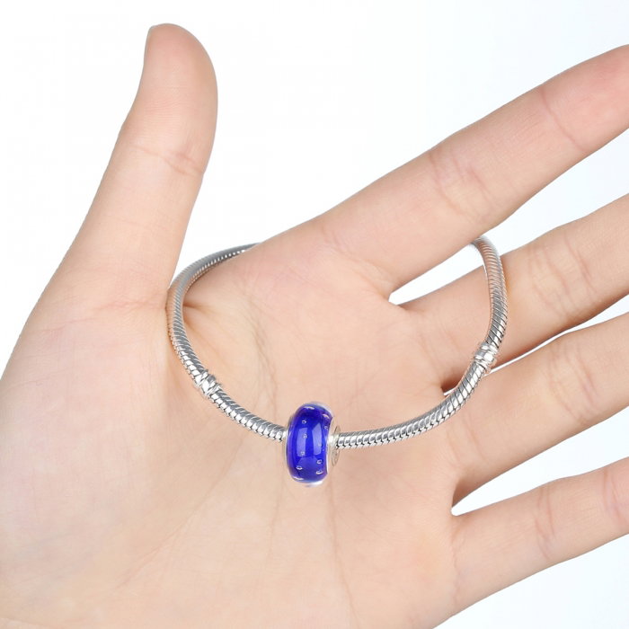 Charm fantezie albastru cu picaturi albe PST0010 [3]