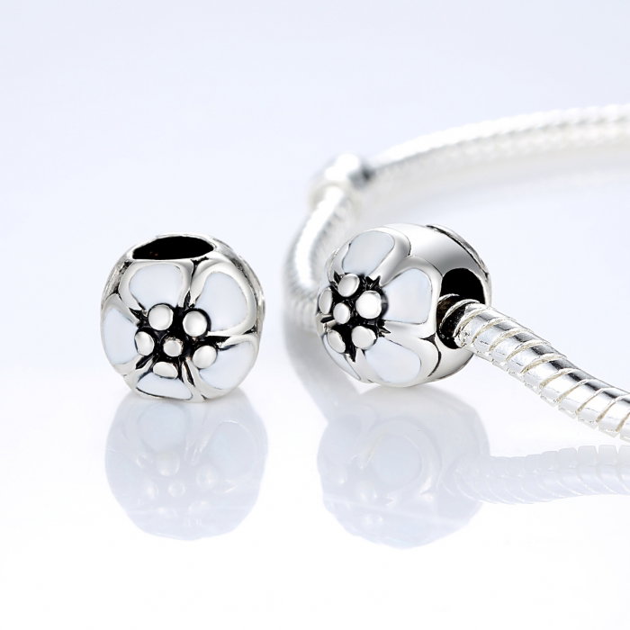 Charm fantezie cu floare alba PST0003 [2]