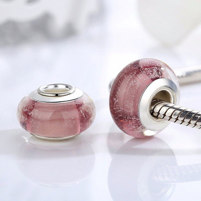 Charm fantezie roz cu sticla PSTF0001 [3]