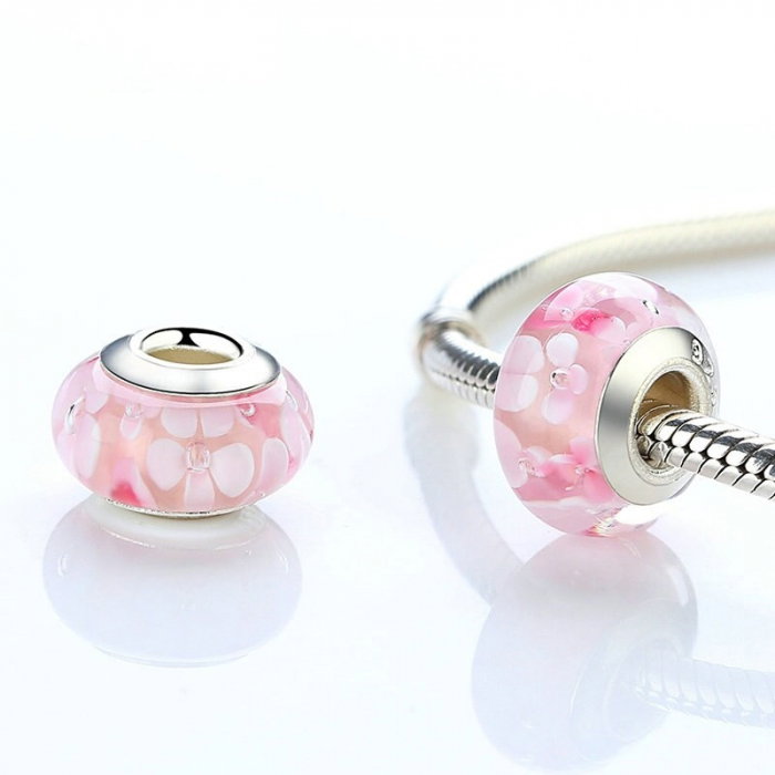 Charm fantezie roz cu floare PSTF0003 [2]