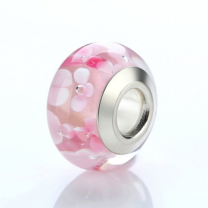 Charm fantezie roz cu floare PSTF0003 [3]