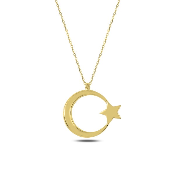 Colier argint 925 aurit semiluna cu stea - Be Nature CTU0075 [1]